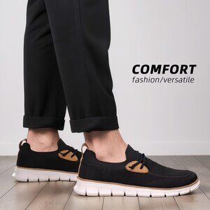 〽️Men's Black/White Casual Slip On Loafers Business Dress Walking Shoes